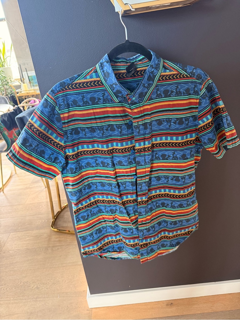 Disney Emperors New Groove Character Print Camp Shirt Button Up Small